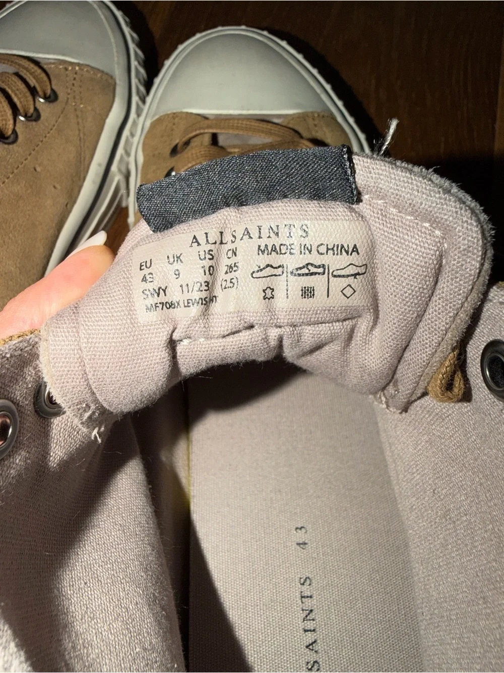 All Saints Men’s Lewis High-Top Suede Sneakers in Brown - in brand new condition